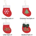 Set di 16 mini calze di Natale decorative con motivi a fiocchi di neve e alberi - Set da 16 (4 stili, 4 ciascuno)