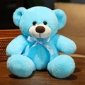 Light blue colorful teddy bear plush toy with a soft satin ribbon bow for gift - 35cm / Light Blue