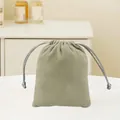 Soft grey velvet drawstring jewelry pouch for secure storage and elegant gift packaging - 7cm*9cm / Gray