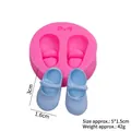 Pink silicone baby shoe mold with bow detail for fondant cake and chocolate baking - Style 1 (Pair of Shoes) / Pink