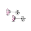 Titanium steel stud earrings featuring pink zircon stone with silver butterfly clasp - 3mm / Steel Pink Zirconia