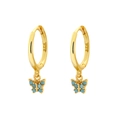 Gold-plated 925 silver hoop earrings with small turquoise butterfly pendant - Butterfly Pendant Style (Model D) / Gold