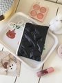 Black quilted bow mini organizer pouch with pearl charm and white zipper accent - Black (With Charm)