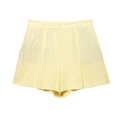 Damen-Set aus hellgelbem Leinenmischgewebe mit Freizeitoberteil und Shorts - Gelbe Shorts