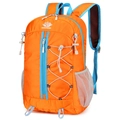 Orange hiking backpack with sky blue zippers and durable mesh side pockets - 56-75L / Orange Red
