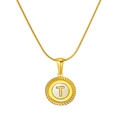 Collar de cadena de serpiente bañada en oro 18K con colgante de letra T - Letra T(S-P005-T)