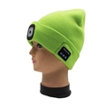Neon green knitted beanie with integrated LED light and Bluetooth music control panel - 4-LED Bluetooth Style / Fruit Green