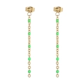 Bohemian gold tassel drop earrings with vibrant green beads for a minimalist women's style - Gold Green Bead Style (KE109153-Z)