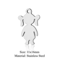 Poliertes silbernes Mädchen-Amulett aus Edelstahl für DIY-Schmuck, 11x16mm Anhänger - Mädchen mit Zöpfen Anhänger (Pendant Only) (JN328-1)