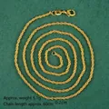 Gold-plated rope chain necklace with elegant spiral weave and secure lobster clasp closure - 60cm Twisted Rope Chain (X4710)