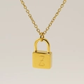 Collier en or avec pendentif cadenas et lettre Z gravée sur une chaîne à maillons en O - Style Lettre Z