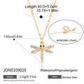 Golden stainless steel dragonfly pendant necklace with crystal wings on thin chain - Dragonfly Style (JDN0109028)