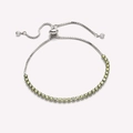 Olive green zircon tennis bracelet with silver finish and adjustable slider clasp - White Gold (Olive Green Zircon)