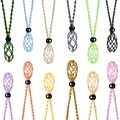 Handmade woven net necklaces in 12 colors for natural stone pendants with adjustable beads - 1 Piece (Black Bead Net Pouch Size 3-5cm) / White