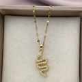 Macro detail of a 18K gold plated snake pendant necklace with shimmering zircon stones - 0617-Gold S-Shape Snake White Stones