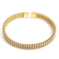 Minimalist woven mesh titanium steel bracelet in golden finish with magnetic buckle - Dense Mesh Pattern 4 / Gold