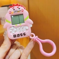 Pink dinosaur mini game console keychain with LCD screen and functional buttons - Pink Dinosaur Game Console