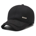 Schwarze Winter-Baseballkappe für Herren mit Ohrenschutz und dickem Strukturstoff - Verstellbar / Schwarz
