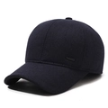 Donkerblauwe wollen honkbalpet voor heren met metalen Sport-label en dikke voering - Verstelbaar / Marineblauw