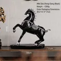 Modern black horse ceramic sculpture with silver details for elegant home decor - Success Horse Ornament-Black