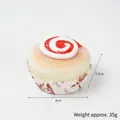 Artificial cupcake model with red jam swirls and retro paper base, size 8cm x 5.5cm - Strawberry