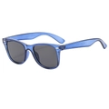 Classic square sunglasses with blue translucent frames and grey UV protection lenses - Blue Frame Gray Lens