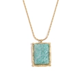 Collier plaqué or 18 carats avec pendentif rectangulaire en pierre naturelle turquoise - Or-Amazonite (Vert)