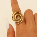 Modern 18K gold plated stainless steel spiral ring with a unique lava geometric design - 18K Gold Rose Spiral (1490)