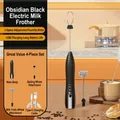 Obsidian black wireless electric milk frother set with three-speed adjustment and USB charging - J16 Double Head / Black
