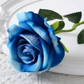 Single stem artificial rose flower with velvet petals in gradient deep blue finish - 10cm / Large Velvet Blue