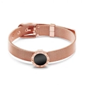 Roségoldenes Armband mit schwarzer römischer Ziffernscheibe und Mesh-Struktur - Roségold