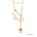 Detail showing 18k gold plated titanium necklace with geometric loop and 8mm ball bead - Hollow Ring and Ball Pendant / Gold (C-021)