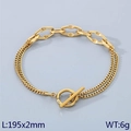 Pulsera de eslabones geométricos dorados con cierre de palanca OT y texturas mixtas - Estilo 2 Empalme de Rombo Geométrico (KB170590-Z) / Dorado