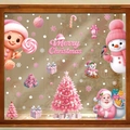 3D pink Santa and gingerbread man static window clings for Christmas decor - Set of 4 BQ612+614+615+616