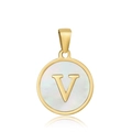 Elegant 18k gold plated letter V pendant with white mother of pearl inlay for women - Style Letter V
