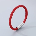 Bracelet tressé en cuir rouge avec fermoir magnétique cylindrique en argent - Style B-6mm Cordon Rouge-Fermoir Acier-Bracelet