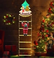 Detail of waterproof LED Santa climbing ladder lights with festive tree topper decoration - Colorful Christmas Tree [Warm Light]