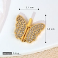 Gold butterfly pendant with micro-paved zircons measuring 2.1cm by 1.9cm and 3.6g weight - SMP54286-Gold Fully Paved Butterfly Pendant