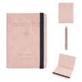 Portafoglio rosa RFID porta passaporto con elastico e slot interni per schede - Rosa