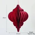 Red 20cm honeycomb paper ornament for Christmas and party decoration with hanging string - 20CM Large Red Style C