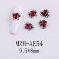 Detail of retro silver spider nail charms with red heart gem and size measurements - AE54-Red Heart Spider