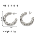 Silberne gedrehte C-Form Creolen, 3,2 cm Durchmesser, 9,2 g hochwertiger Stahlschmuck - 18K Gold