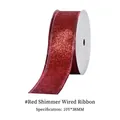 38mm red glitter wired ribbon for Christmas gift wrapping, 10 yards roll length - Red Glitter Ribbon / 38MM*9M