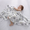 Bamboo cotton muslin baby swaddle blanket with panda and bamboo leaf patterns - Bamboo Panda