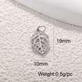 Silver hollow leaf pendant with small crystals, 19mm by 10mm size specifications - Silver Mini Leaf
