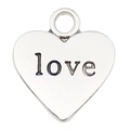 Silberner Herzanhänger aus Metall mit Love-Gravur für DIY-Halsketten und Armbänder - Love Herz-Tag 17x19mm