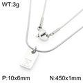 Zilveren roestvrijstalen slangenketting met rechthoekige hanger en gegraveerde letter E - Zilveren Letter E (KN293405-Z)