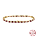 925 sterling zilveren tennisarmband met rode en witte stenen in goudkleur - 16.5cm / 14K Verguld (Rood & Wit Zirkonia)