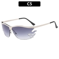 Y2K flame-shaped sunglasses with gradient purple lenses and silver metal frames - Double Grey Lenses