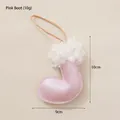 Pendaglio natalizio a forma di stivale in pelle rosa perlato con pelliccia sintetica - G Stivale Rosa